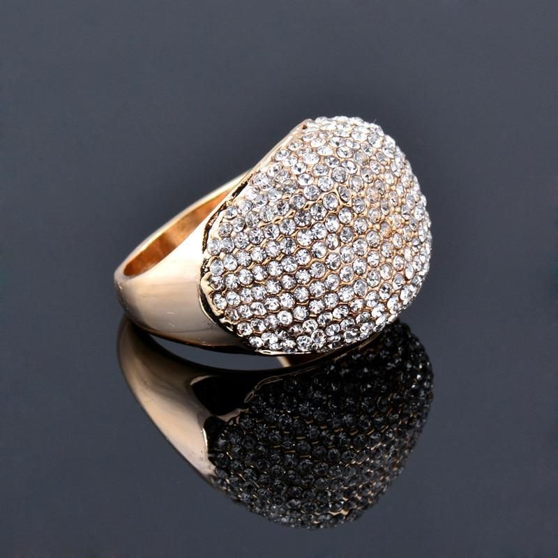 Shiny Big Full Crystal Silver Finger Rings Charm Jewelry - Touchy Style .