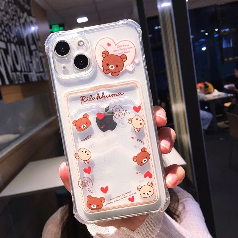 Shockproof Cartoon Bear TPU Cute Phone Cases for iPhone 14 Pro Max 13 12 11  X XR XS 7 8 Plus