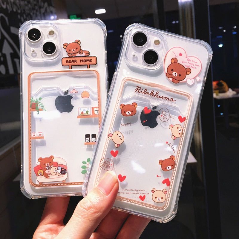 Shockproof Cartoon Bear TPU Cute Phone Cases for iPhone 14 Pro Max 13 12 11 X XR XS 7 8 Plus - Touchy Style .
