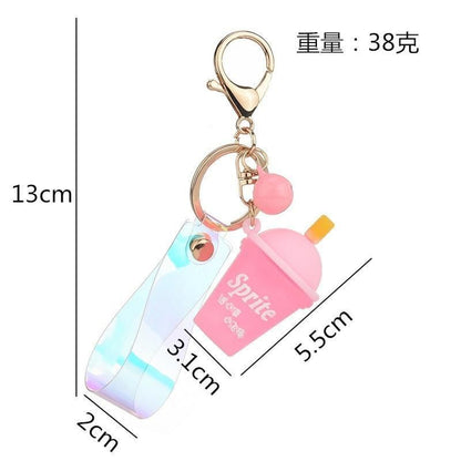 Silicone soda ice red tea cup key chain pendant small gift bag hanging ornaments student couple bag hanging jewelry K2349 - Touchy Style .