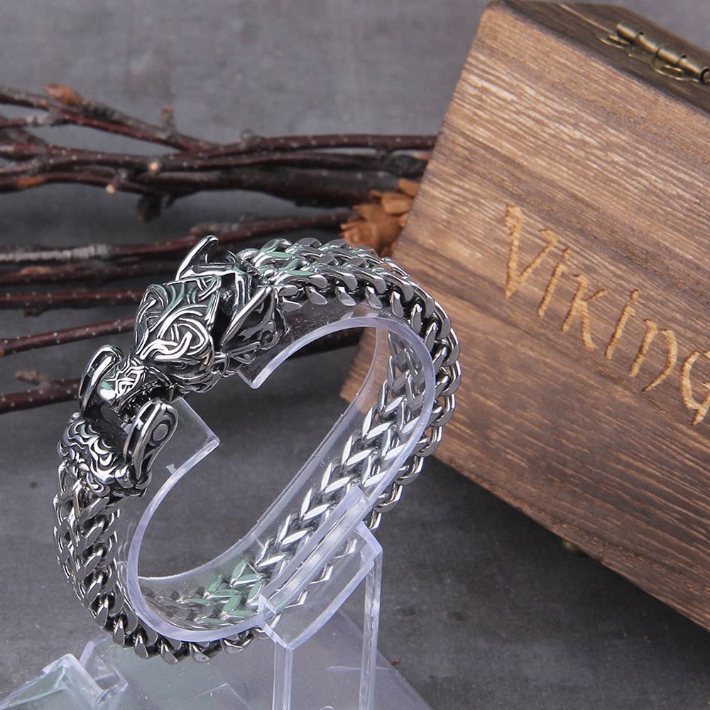 Silver Ouroboros Fashion Stainless Steel Bracelets Charm Jewelry BCJNVS32 For Men&
