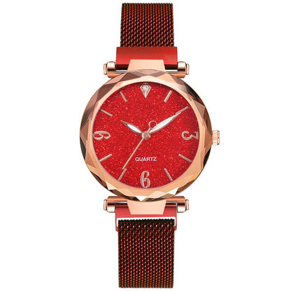 Simple Cheap Watches For Women Rose Gold 2021 Magnetic Starry Sky Mesh Watch - Touchy Style .
