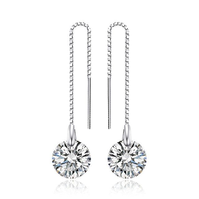 Simulated Diamond 925 Sterling Silver Long Earrings Charm Jewelry JOS0349 - Touchy Style .