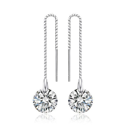 Simulated Diamond 925 Sterling Silver Long Earrings Charm Jewelry JOS0349 - Touchy Style .