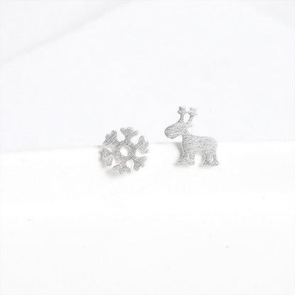 Snowflake Elk 925 Sterling Silver Mini Cute Earrings Charm Jewelry LOS23 - Touchy Style .