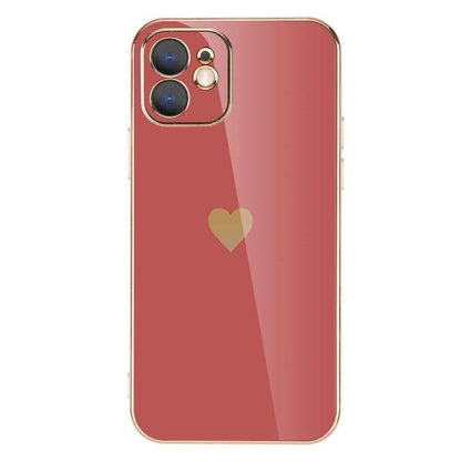 Solid Plating Mini Heart Cute Phone Cases For iPhone 12 11 Pro Max X XR XS Max 7 8 6 6s Plus SE 3 2022 13 Pro Max - Touchy Style .