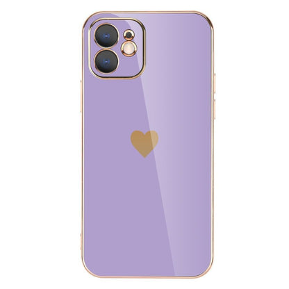 Solid Plating Mini Heart Cute Phone Cases For iPhone 12 11 Pro Max X XR XS Max 7 8 6 6s Plus SE 3 2022 13 Pro Max - Touchy Style .