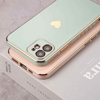 Solid Plating Mini Heart Cute Phone Cases For iPhone 12 11 Pro Max X XR XS Max 7 8 6 6s Plus SE 3 2022 13 Pro Max - Touchy Style .