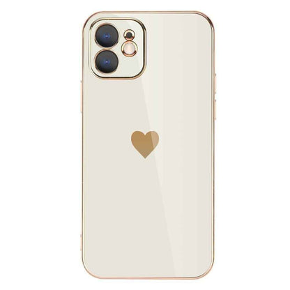 Solid Plating Mini Heart Cute Phone Cases For iPhone 12 11 Pro Max X XR XS Max 7 8 6 6s Plus SE 3 2022 13 Pro Max - Touchy Style .