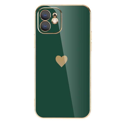 Solid Plating Mini Heart Cute Phone Cases For iPhone 12 11 Pro Max X XR XS Max 7 8 6 6s Plus SE 3 2022 13 Pro Max - Touchy Style
