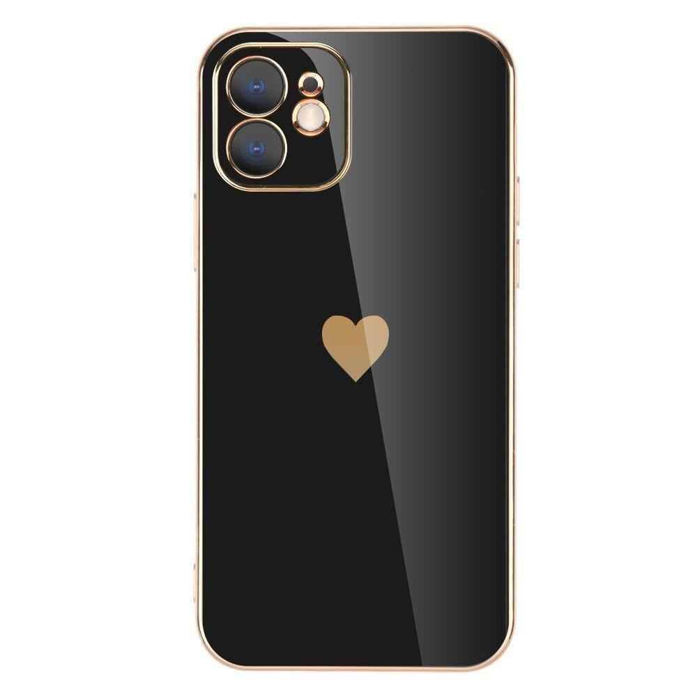 Solid Plating Mini Heart Cute Phone Cases For iPhone 12 11 Pro Max X XR XS Max 7 8 6 6s Plus SE 3 2022 13 Pro Max - Touchy Style .