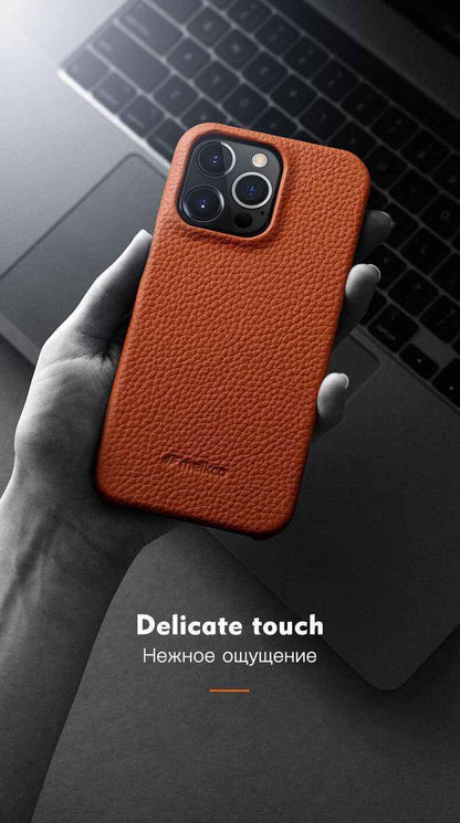 Solid Premium Genuine Leather Cute Phone Cases for iPhone 13 Pro Max 12 mini 11 - Touchy Style .