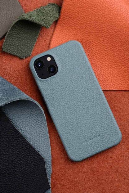 Solid Premium Genuine Leather Cute Phone Cases for iPhone 13 Pro Max 12 mini 11 - Touchy Style .