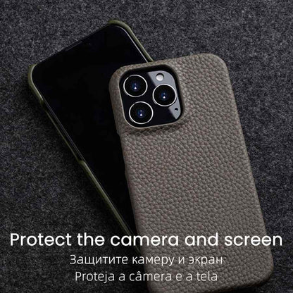Solid Premium Genuine Leather Cute Phone Cases for iPhone 13 Pro Max 12 mini 11 - Touchy Style