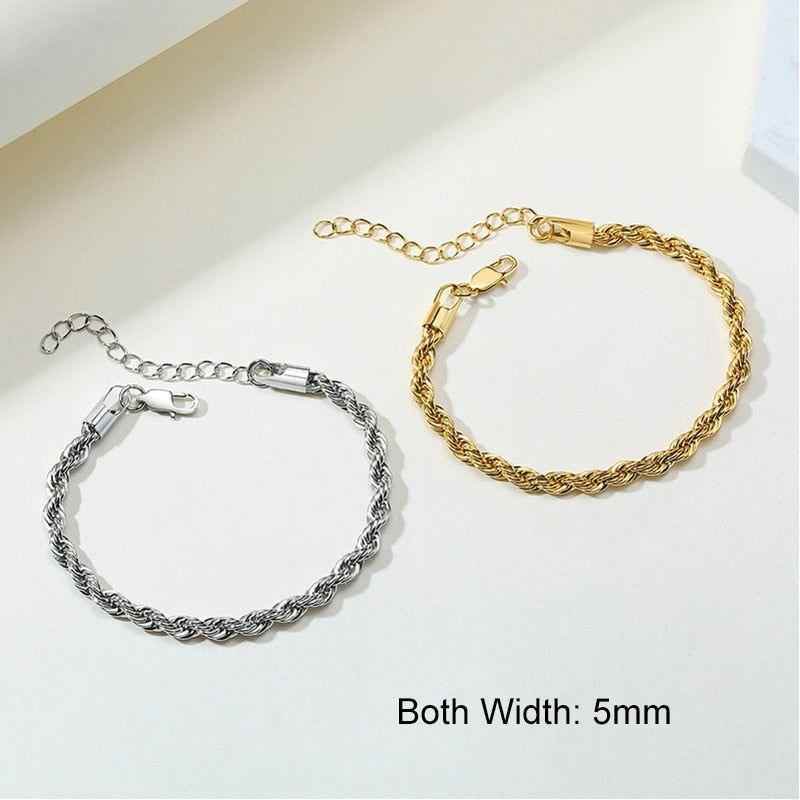 Stainless Steel Charming Flash Twisted Rope Chain Bracelets Charm Jewelry BCJST00 - Touchy Style