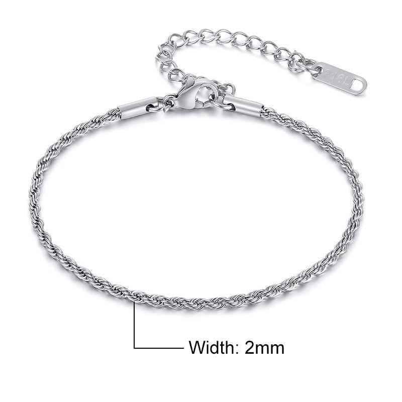 Stainless Steel Charming Flash Twisted Rope Chain Bracelets Charm Jewelry BCJST00 - Touchy Style .