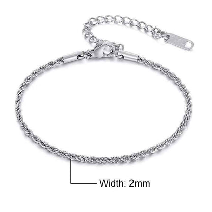 Stainless Steel Charming Flash Twisted Rope Chain Bracelets Charm Jewelry BCJST00 - Touchy Style .