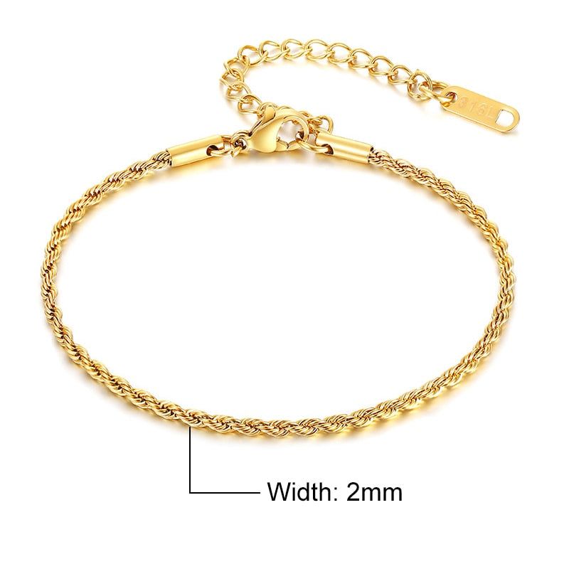 Stainless Steel Charming Flash Twisted Rope Chain Bracelets Charm Jewelry BCJST00 - Touchy Style .