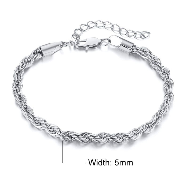 Stainless Steel Charming Flash Twisted Rope Chain Bracelets Charm Jewelry BCJST00 - Touchy Style .