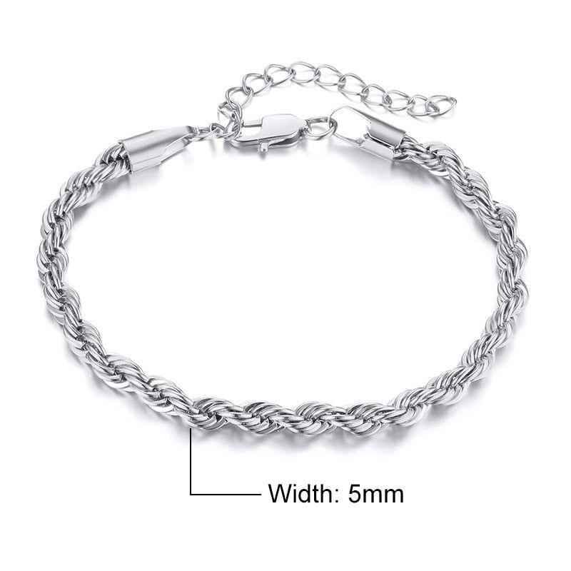 Stainless Steel Charming Flash Twisted Rope Chain Bracelets Charm Jewelry BCJST00 - Touchy Style