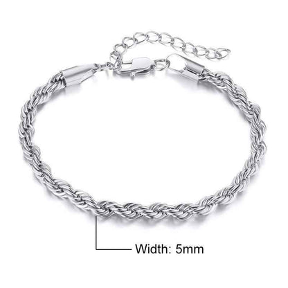 Stainless Steel Charming Flash Twisted Rope Chain Bracelets Charm Jewelry BCJST00 - Touchy Style
