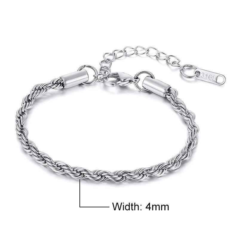 Stainless Steel Charming Flash Twisted Rope Chain Bracelets Charm Jewelry BCJST00 - Touchy Style