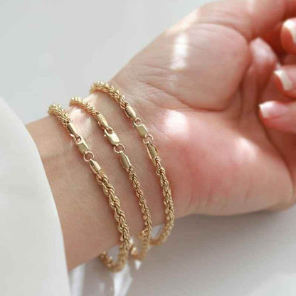 Stainless Steel Charming Flash Twisted Rope Chain Bracelets Charm Jewelry BCJST00 - Touchy Style .