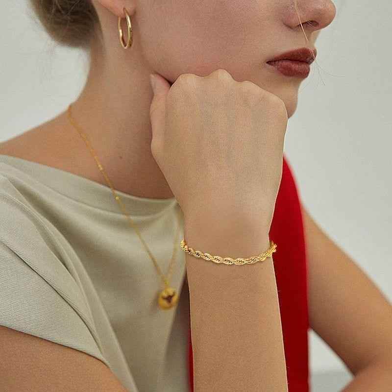 Stainless Steel Charming Flash Twisted Rope Chain Bracelets Charm Jewelry BCJST00 - Touchy Style