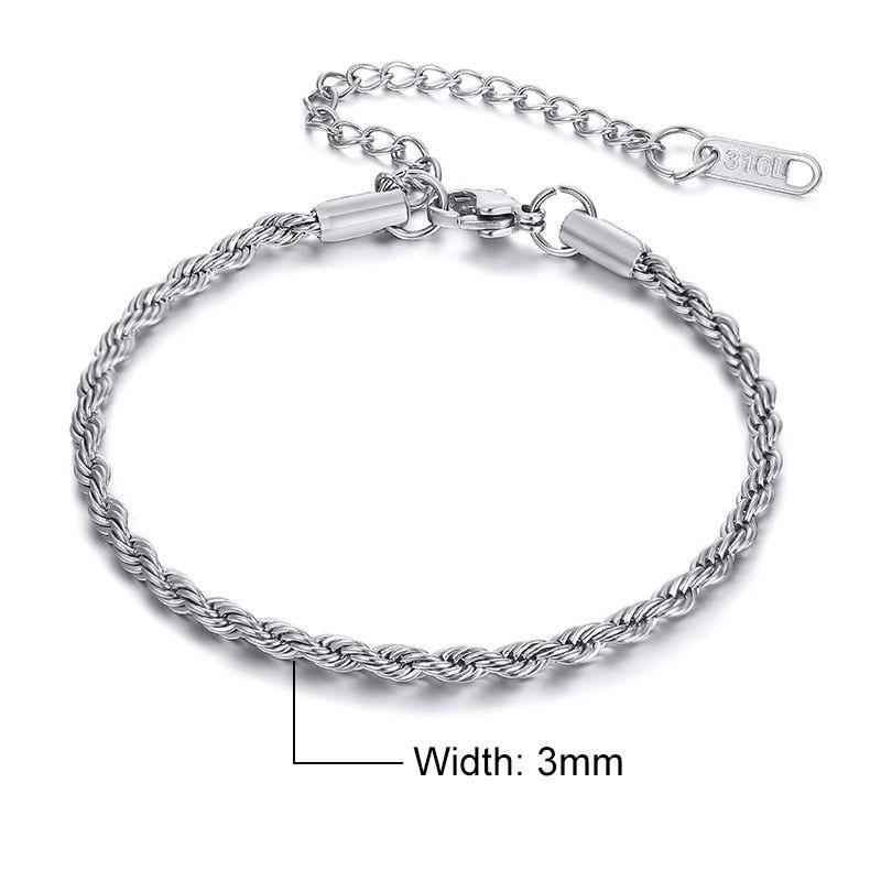 Stainless Steel Charming Flash Twisted Rope Chain Bracelets Charm Jewelry BCJST00 - Touchy Style