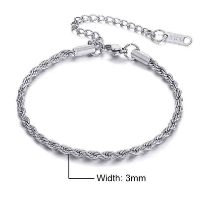 Stainless Steel Charming Flash Twisted Rope Chain Bracelets Charm Jewelry BCJST00 - Touchy Style .