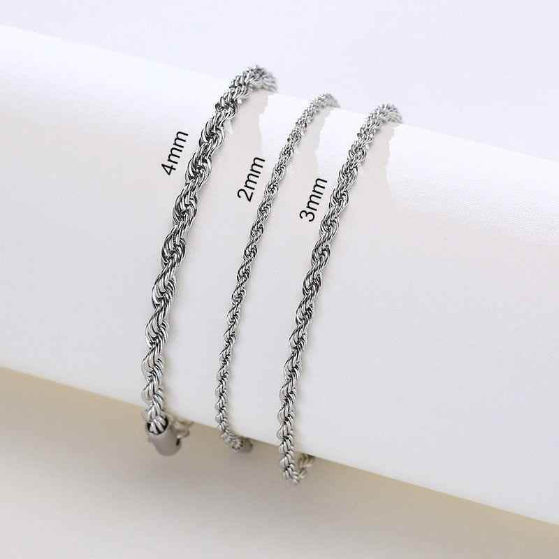 Stainless Steel Charming Flash Twisted Rope Chain Bracelets Charm Jewelry BCJST00 - Touchy Style