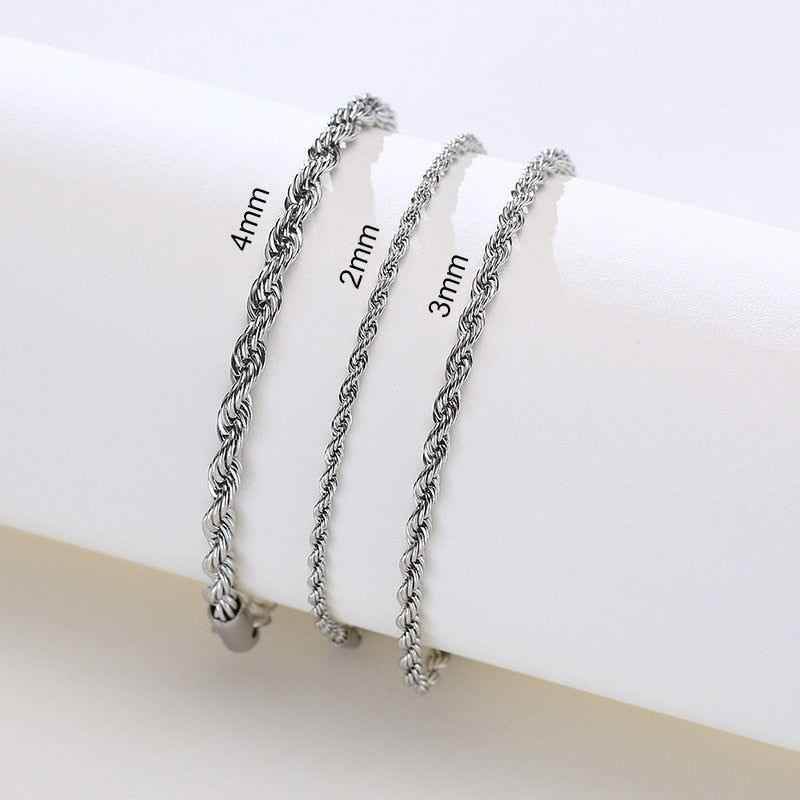 Stainless Steel Charming Flash Twisted Rope Chain Bracelets Charm Jewelry BCJST00 - Touchy Style .