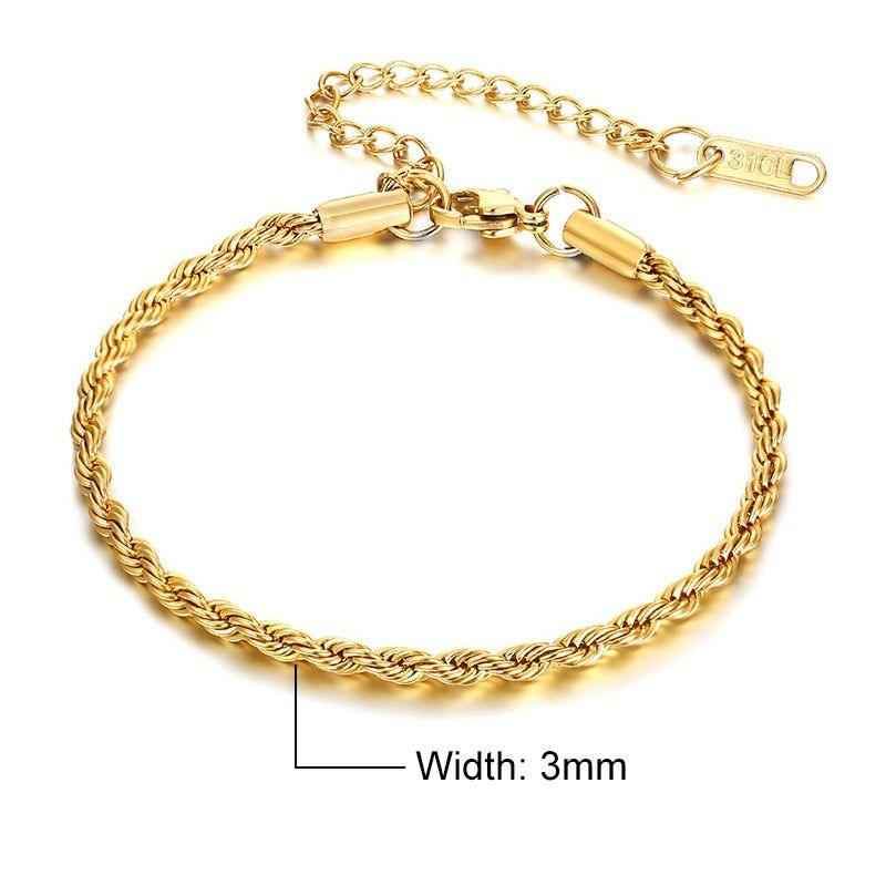 Stainless Steel Charming Flash Twisted Rope Chain Bracelets Charm Jewelry BCJST00 - Touchy Style