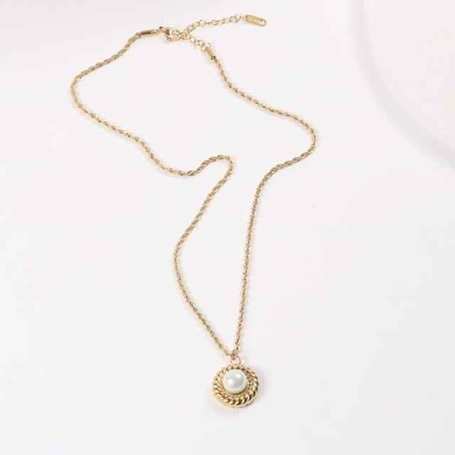 Stainless Steel Freshwater Pearl Pendant Necklaces Charm Jewelry EOS0351 - Touchy Style