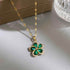Stainless Steel Green Zircon Flowers Pendant Necklace Charm Jewelry NCJIO30 - Touchy Style