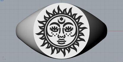Stainless Steel Sun Face Finger Rings Charm Jewelry ZS0510 - Touchy Style .