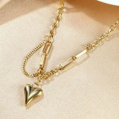 Stainless Steel Sweet Peach Heart Necklaces Charm Jewelry NCJSO31 - Touchy Style .