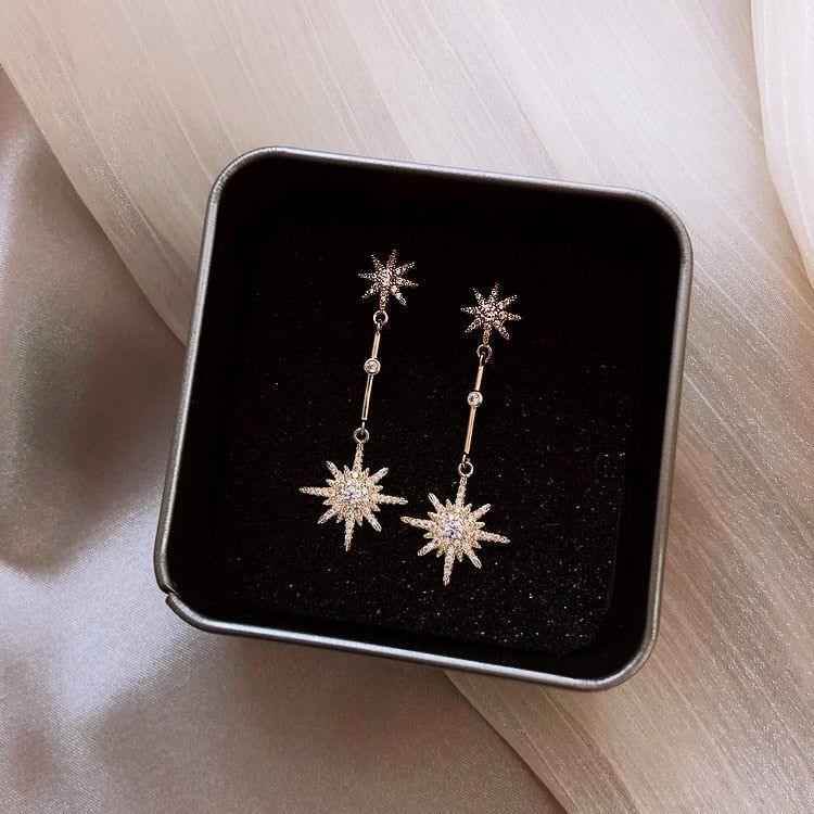 Star Fashion Crystal Long Earrings Charm Jewelry XYS0422 - Touchy Style .