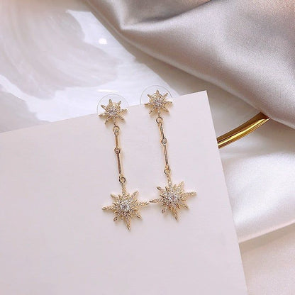 Star Fashion Crystal Long Earrings Charm Jewelry XYS0422 - Touchy Style .