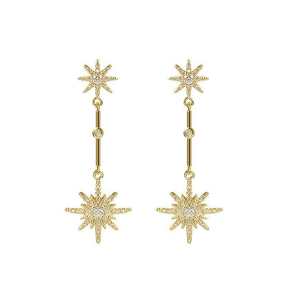 Star Fashion Crystal Long Earrings Charm Jewelry XYS0422 - Touchy Style .