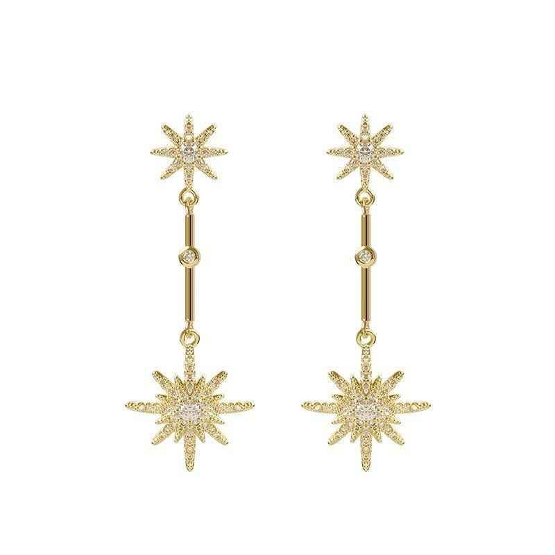 Star Fashion Crystal Long Earrings Charm Jewelry XYS0422 - Touchy Style
