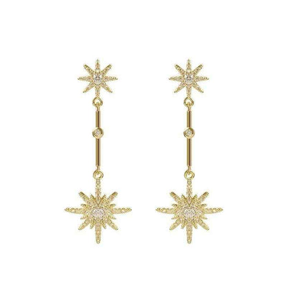 Star Fashion Crystal Long Earrings Charm Jewelry XYS0422 - Touchy Style