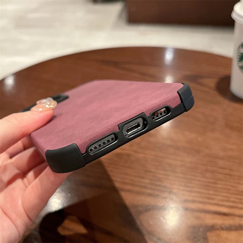 Stylish and Protective: Retro Matte Leather Phone Case for iPhone 14 Pro Max, 13, 12, 11, X, XR, XS, 7, 8 Plus, and SE - Touchy Style .
