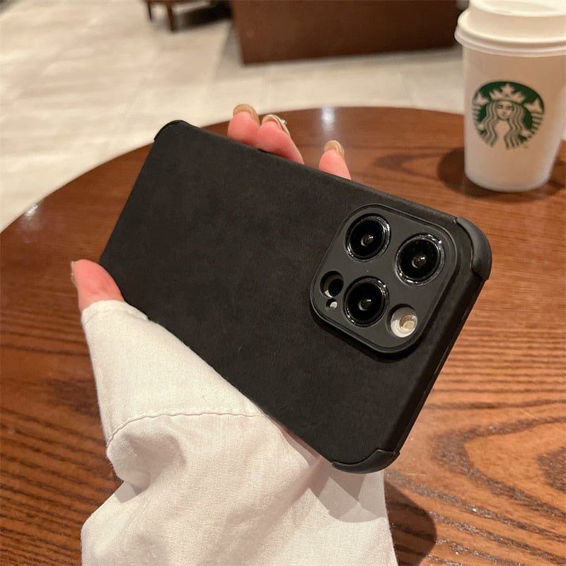 Stylish and Protective: Retro Matte Leather Phone Case for iPhone 14 Pro Max, 13, 12, 11, X, XR, XS, 7, 8 Plus, and SE - Touchy Style .