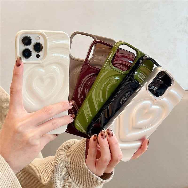 Stylish Protection: Heart Cute Phone Cases for iPhone 14 Pro Max 13 12 11 14 Plus - Touchy Style .