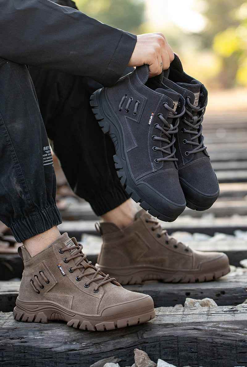 Suede Cowhide Work Safety Boots-anti Smashing Men&