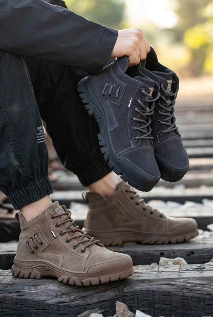 Suede Cowhide Work Safety Boots-anti Smashing Men&