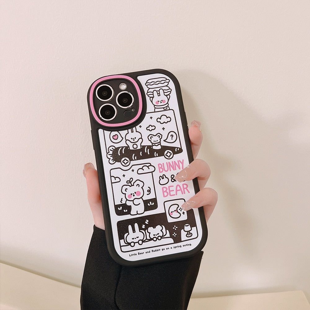 Sweet Friends Illustration Cute Phone Cases For iPhone 14 13 11 12 Pro Max 14 Plus Xs Max XR 7 8 Plus - Touchy Style .