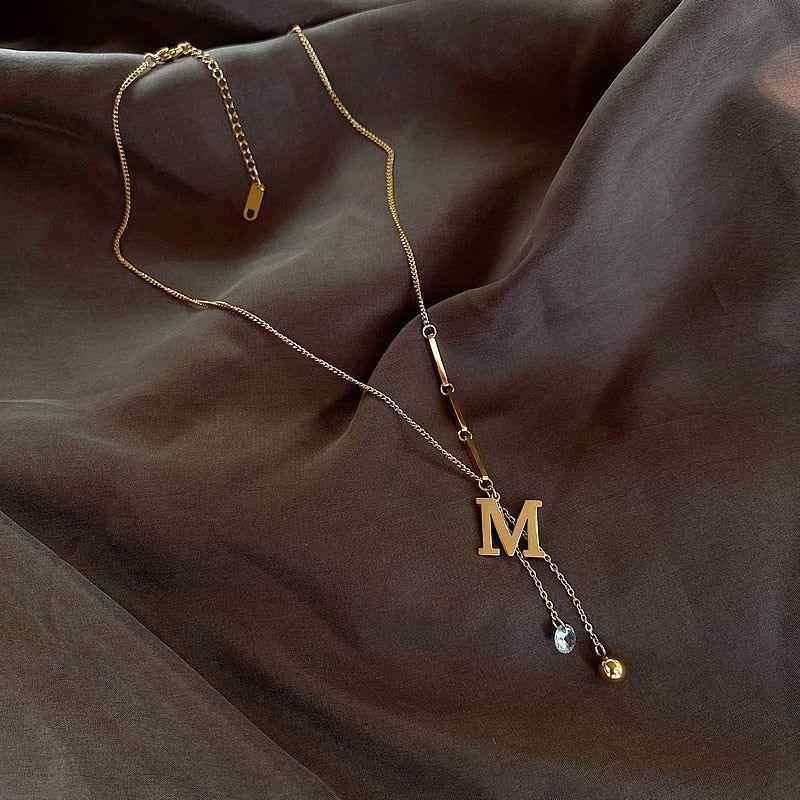 Sweet M letter Stainless steel Necklaces Charm Jewelry NCJSO01 - Touchy Style .