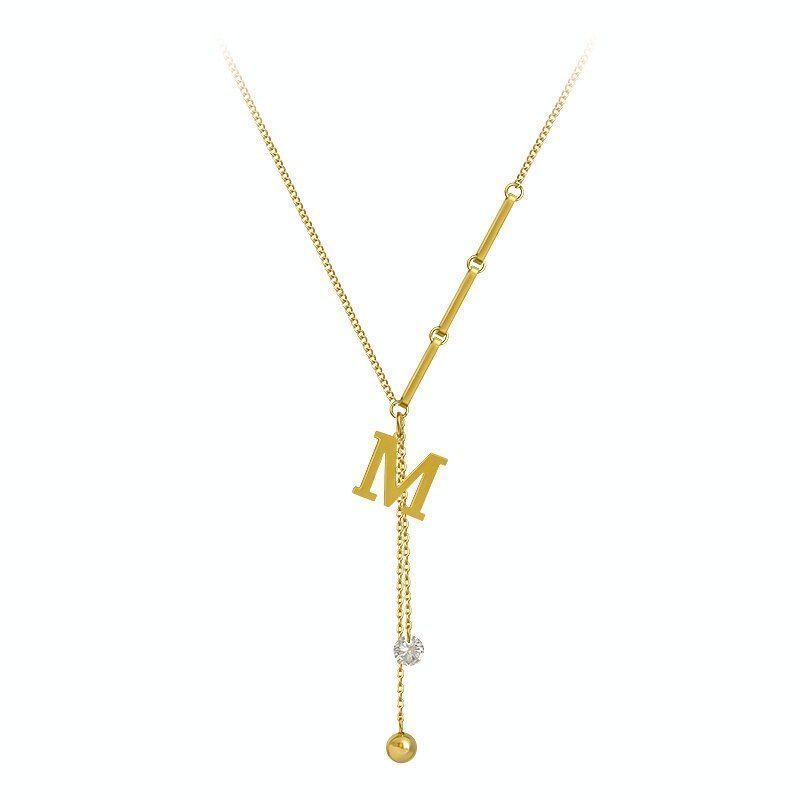 Sweet M letter Stainless steel Necklaces Charm Jewelry NCJSO01 - Touchy Style .
